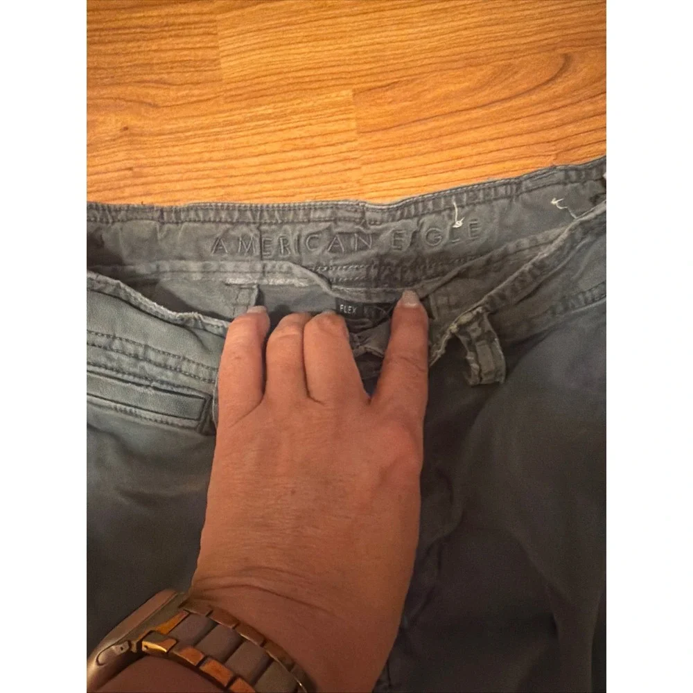 American Eagle Outfitters Flex Cargo Pants Gray Blue Straight Leg Size 30x32